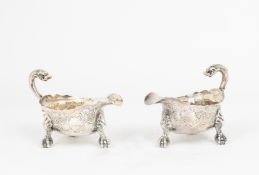 Pair of George II silver gravy boats England, 18th century