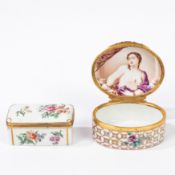 Two polychrome porcelain snuff boxes different manufactures, 19th century