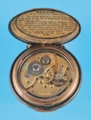 Edgar Renova, Glasgow, metal pocket watch with alarm clock "Patented Alarm- Watch Renova"