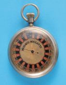 Monaco-Roulette Dèposé, in a nickel pocket watch case, dial with red/black roulette numbers