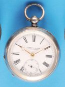 English silver pocket watch with anchor escapement and key winding, Symons & Son, Launceston (Loomes