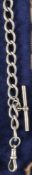 English, silver pocket watch chain with toggle,