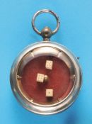 Dice game machine in pocket watch shape, nickel case in pocket watch form with glazed bezel