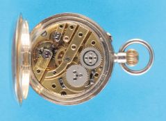 Sterling silver ladies' pocket watch with sprung cover (half-savoy), 935 silver case with monogram A