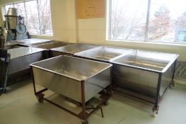 Lot of (10) Mobile Stainless Steel Hopper Bins.