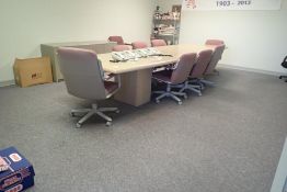 Lot of 14' Boardroom Table, (9) Task Chairs, Credenza, (2) Side Chairs, and Table.