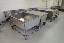 Lot of (8) Mobile Stainless Steel Hopper Bins.