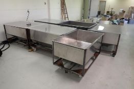 Lot of (6) Mobile Stainless Steel Hopper Bins.