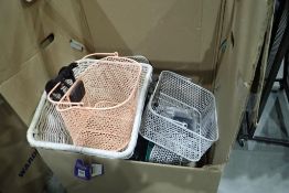 Lot of Asst. Metal Baskets and (1) Wicker Basket.