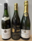 Twelve assorted bottles of white wine, Vouvray region