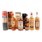 Six bottles of assorted whisky - blends and a single malt