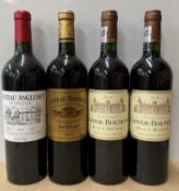 Four assorted vintage Bordeaux region wines