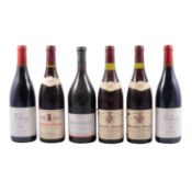Six assorted red Burgundy wines