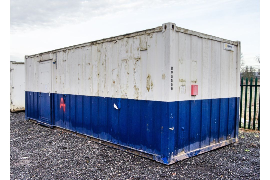 24ft x 9ft steel anti-vandal steel office/canteen site unit BV0509 ** No keys but unlocked ** - Image 1 of 6