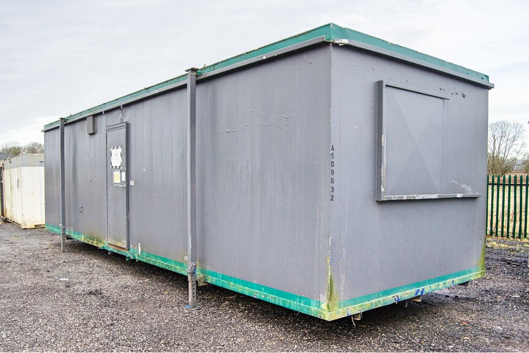 32ft x 10ft steel jack leg toilet/changing room site unit Comprising of Gents toilet(2 - cubicles, - Image 1 of 11