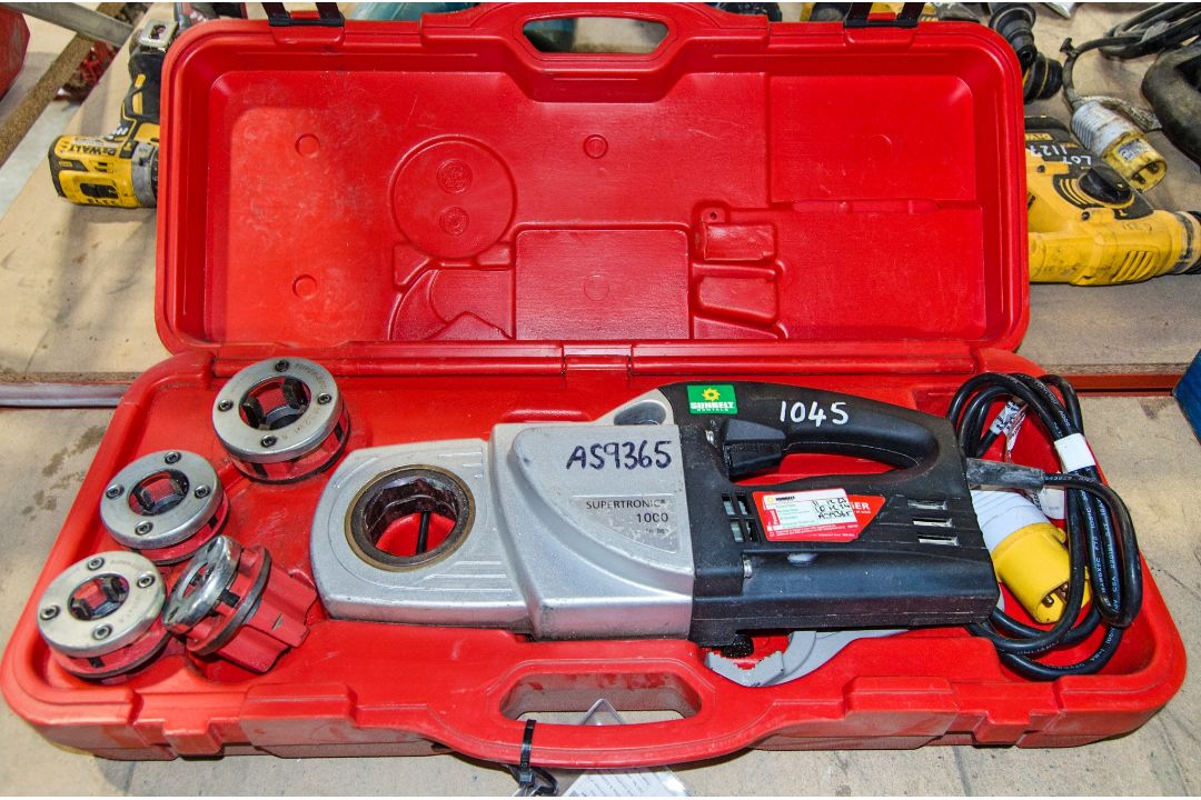 Rothenberger Supertronic 1000 110v pipe threading tool c/w 4 - dies and carry case AS9365