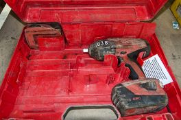 Hilti SIW 22T-A 22v cordless 1/2 inch drive impact gun c/w 2 - batteries and carry case ** No