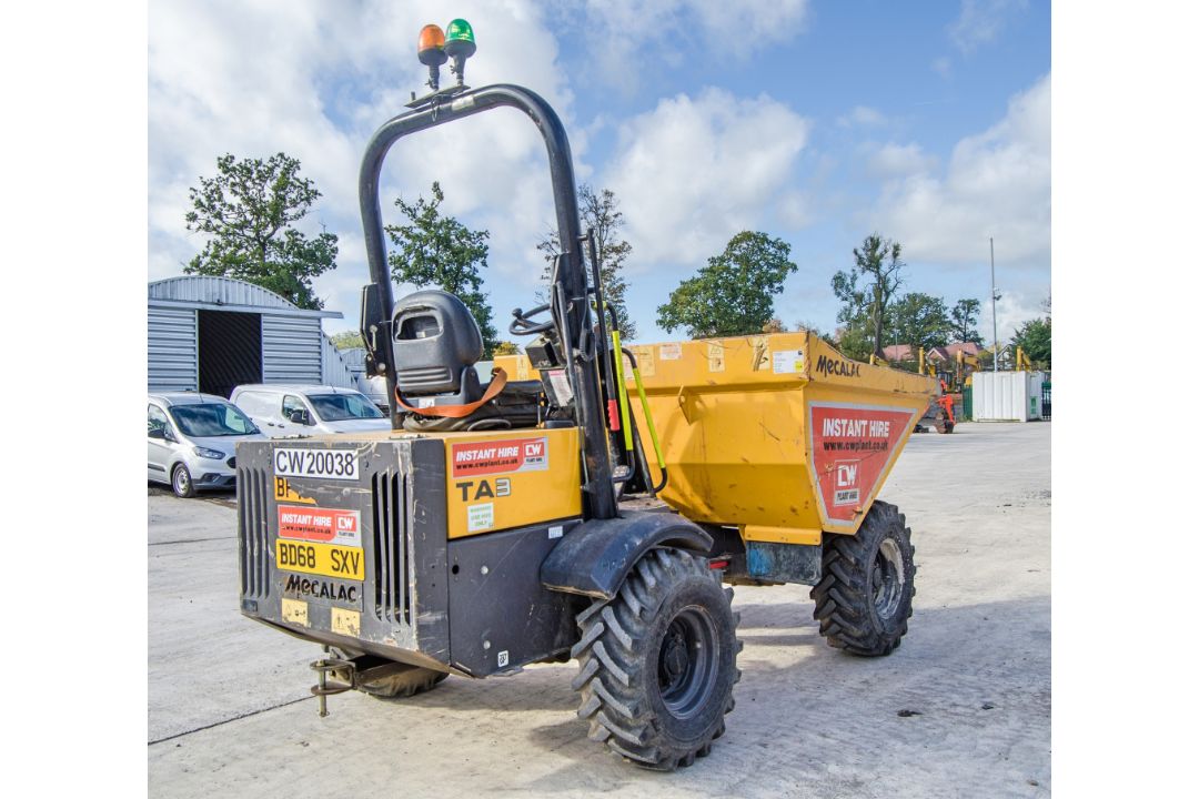 Mecalac TA3 3 tonne straight skip dumper Year: 2018 S/N: 5475 Recorded hours: 1278 CW20038 - Image 3 of 22