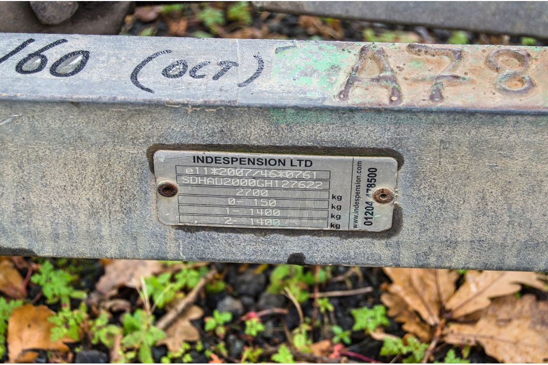 Indespension 8ft x 4 ft tandem axle plant trailer c/w Digadoc excavator docking system S/N: 127622 - Image 7 of 7