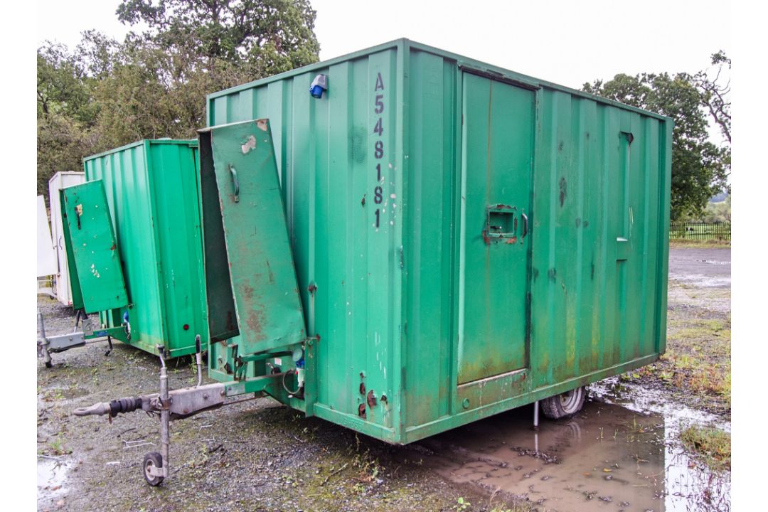 12ft x 8ft steel anti-vandal mobile welfare site unit Comprising of: canteen area, toilet & - Image 1 of 11