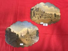 19th-cent oil on lacquered panels: