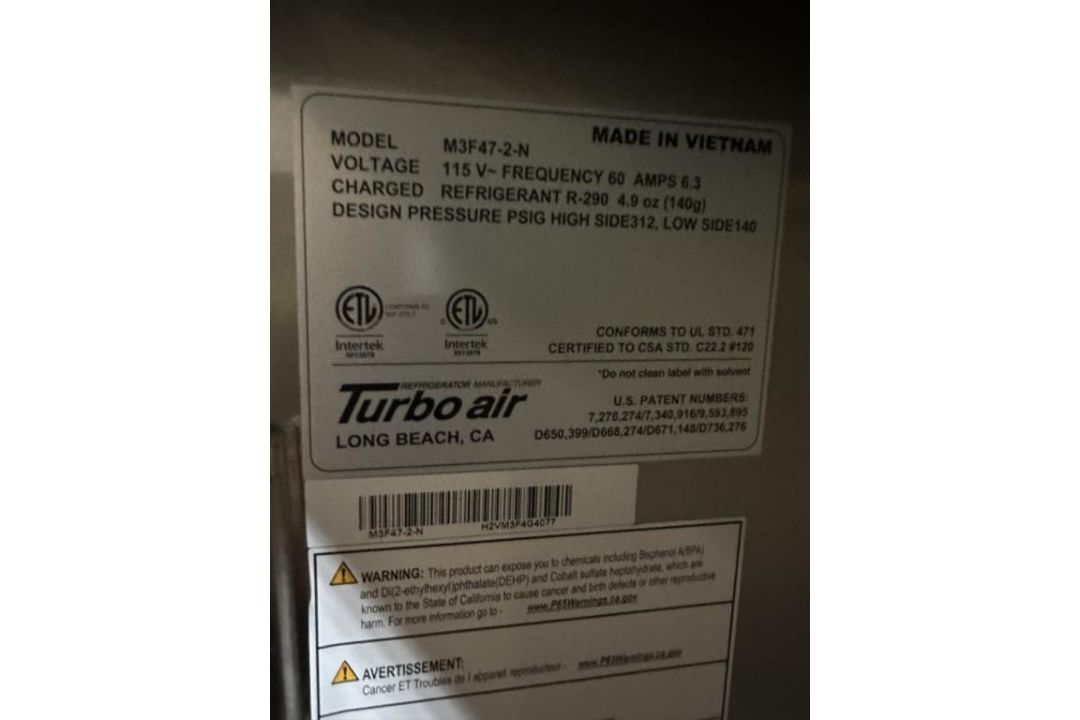 Turbo Air2-Door Commercial Freezer - Image 4 of 4