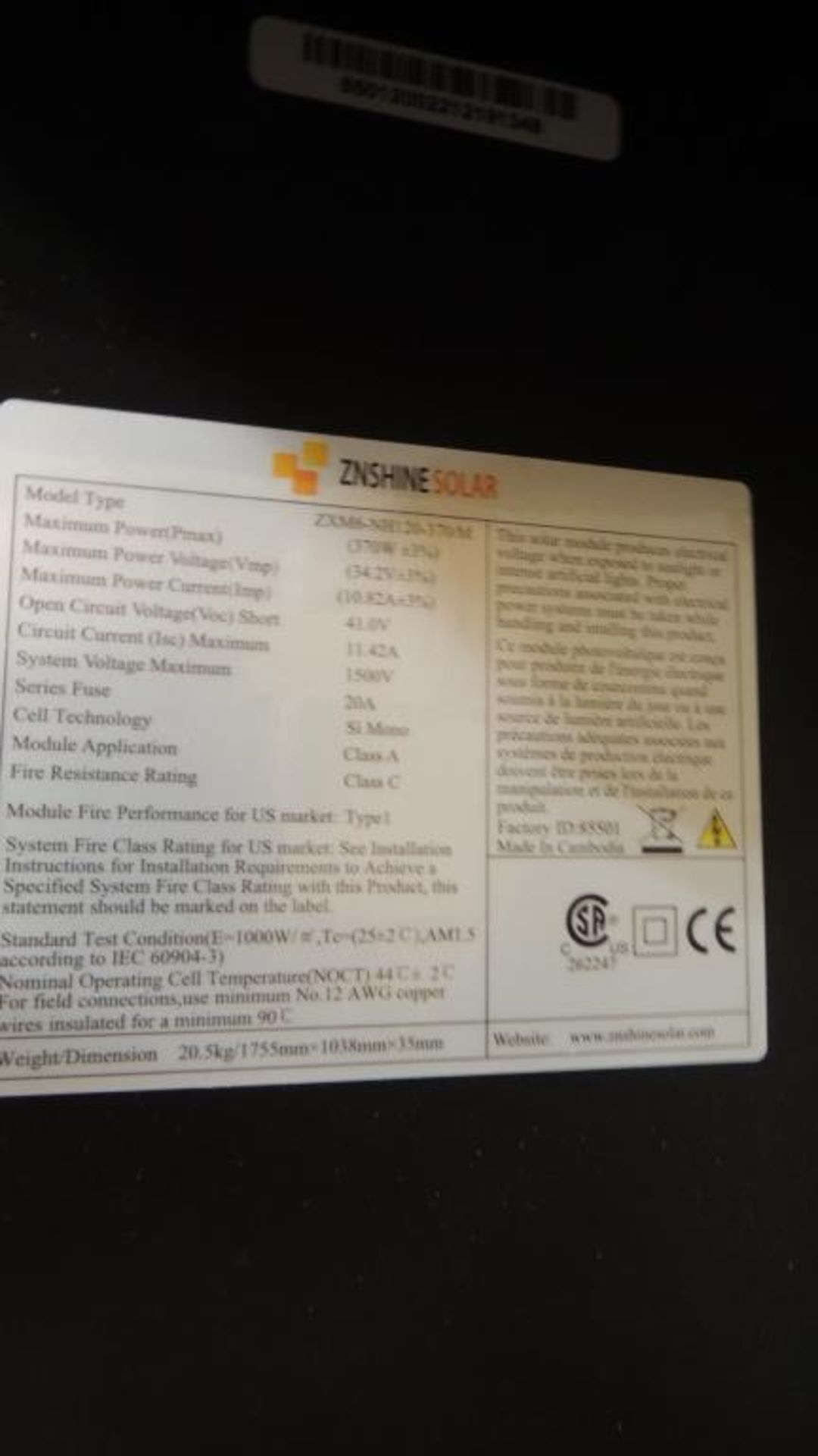 ZNSHINE Solar Modules - Image 2 of 2