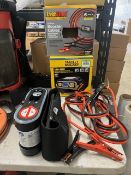 Battery Charger, Air Pump, Jumper Cables