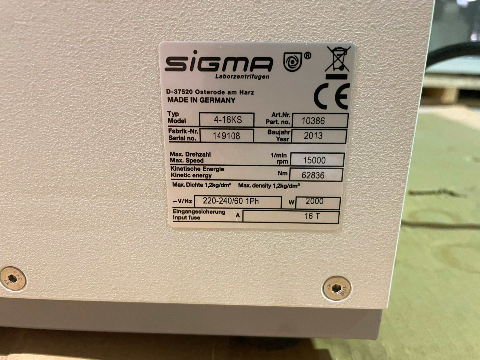 Sigma Refrigerated Centrifuge - Image 5 of 5
