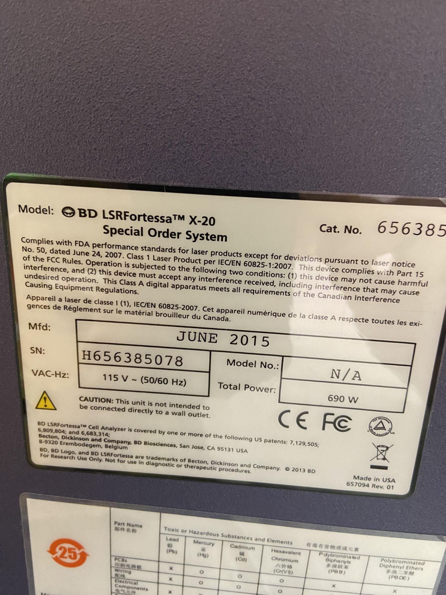 LSRFortessa X20 SORP Flow Cytometer - Image 5 of 5