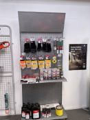 Contents of Display Unit to Include Various Oregon Gloves, Marker Sprays, Safety Goggles, Engine Oil