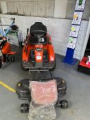 1: Husqvarna R320X AWD Ride On Lawn Mower Serial No. 20231200028 (2023), with 103cm Combi Deck R320X