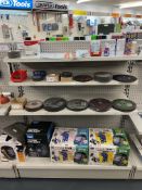 Contents of 2 Racks to Include Cutting & Grinding Discs, Zip Ties, Towing Eyes, Welding Rods, Weldin