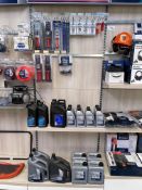 Contents of Display Unit to Include Husqvarna File Kits, Depth Gauges, Handles & Various Oils As Lot
