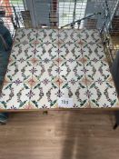 Square Patterned Tile Top Table with Metallic Legs 82cm x 82cm