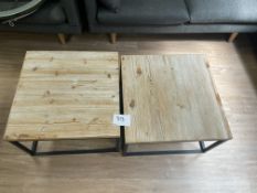 2 x Square Wooden Top Coffee Tables 60cm x 60cm