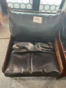 Black Leather Wooden Framed Armchair