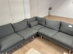 Grey Cloth Upholstered L-Shaped Sofa