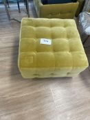 4 x Velvet Upholstered Yellow Square Foot Stools