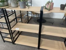 4 x 3-Tier Wooden Shelving with Metallic Frame (85cm x 125cm) with 1 x 4-Tier Wooden Shelving with M