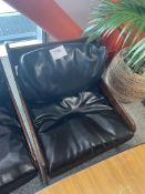 Black Leather Wooden Framed Armchair