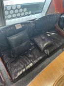 Black Leather 2-Seater Wooden Framed Sofa