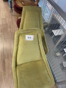 2 x Yellow Velvet Upholstered Swivel Chairs with V-Shaped Metallic Legs