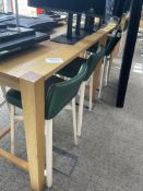 3m x 1.12m x 1.07m Wooden High Table with 8 x Leather Effect Green Bar Stools