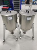 2 x Jenco, Mobile Stainless Steel Material Bins