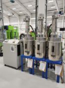 Colortronic, CTT110, Dryer with , Serial Number: 83040006 and 3 x Colortronic, CSE2, Hopper Loaders