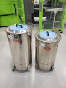 2 x Moretto, Mobile Stainless Steel Material Bins