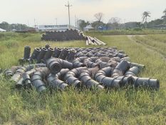 LOT OF (51) PCS OF HIGH DENSITY POLYETHYLENE CONNECTIONS AND (25) MTS OF 25 CMS PVC EYE BAND