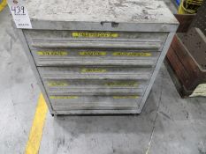 Nu Era 5 drawer cabinet plus contents of bolts, eye bolts, sockets, etc.
