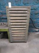 Stanley Vidmar 14 drawer cabinet plus contents of tool holders, collets, grinding fixtures, grinding